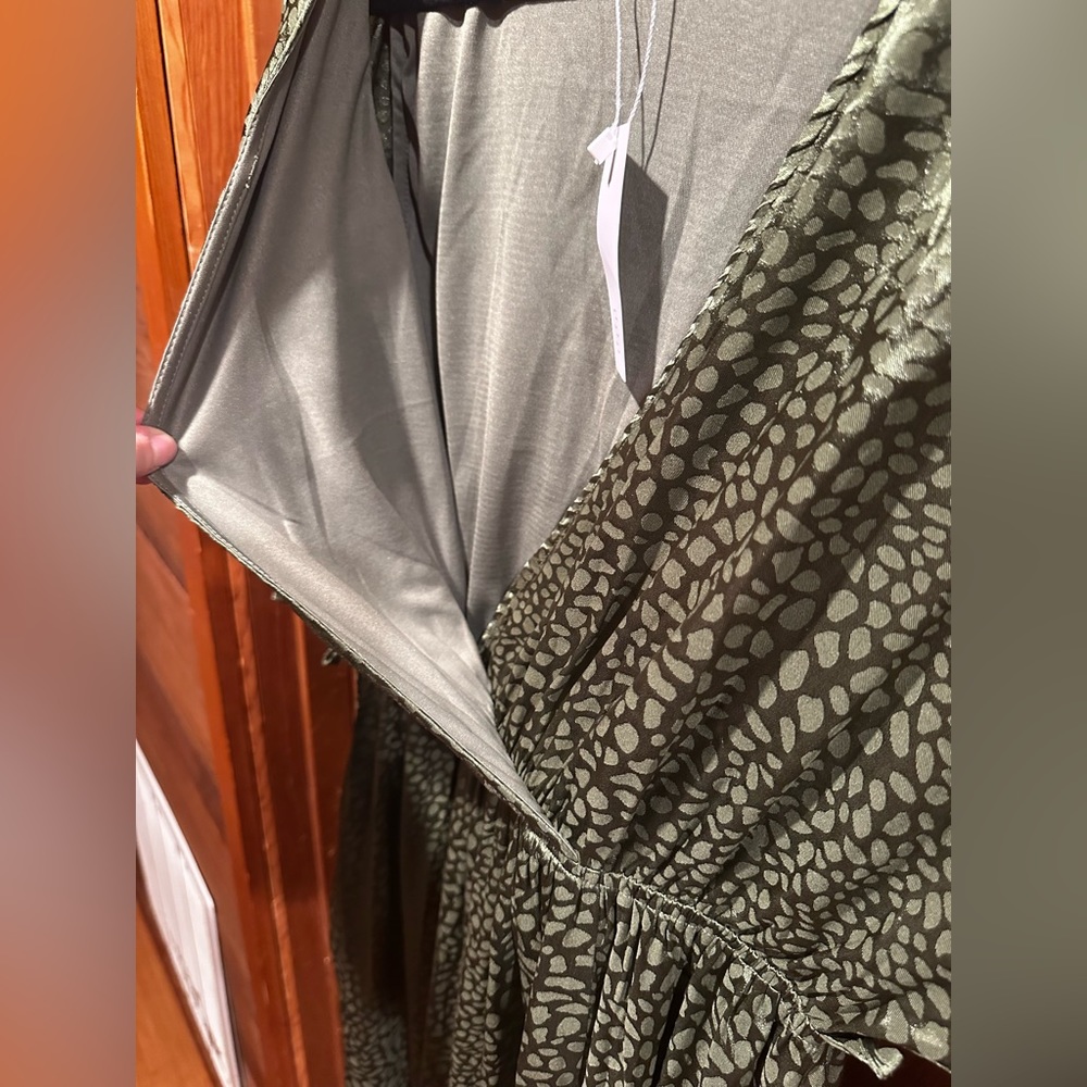 Olive Green Baltic Born Dress With Subtle Animal Print - Picture 6 of 11